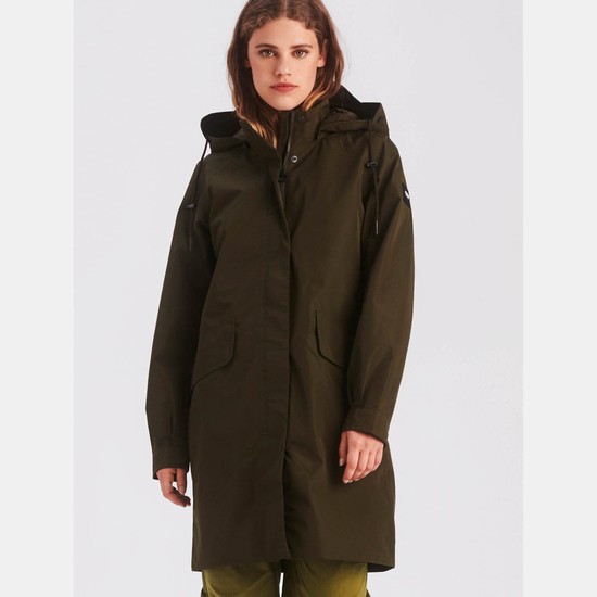 Aigle The Gore-tex Mid-length Coats Women Olive ZA-82145